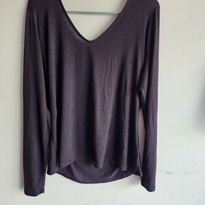 Rock and Republic Women's V-Neck Long Sleeve Top - Black Size Xl